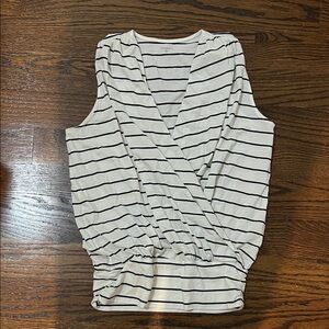 Garnet Hill Banded Surplice Crossover Top Organic Cotton Tencel Medium